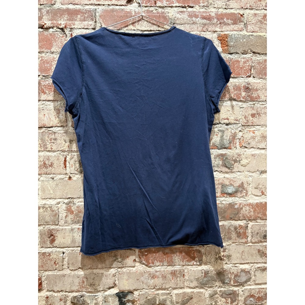 Zadig & Voltaire Camo Skull Strass Navy Blue Henley T-Shirt Size L - Picture 8 of 8